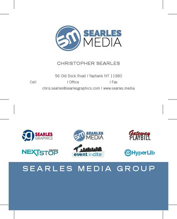 Chris Searles, Searles Media business card