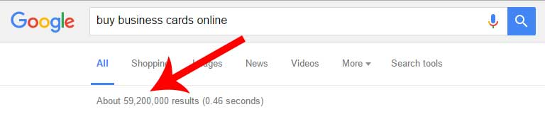 Buy business cards online Google search results