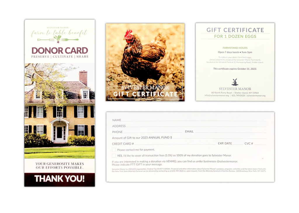 Sylvestor Manor Donor Card and Certificate