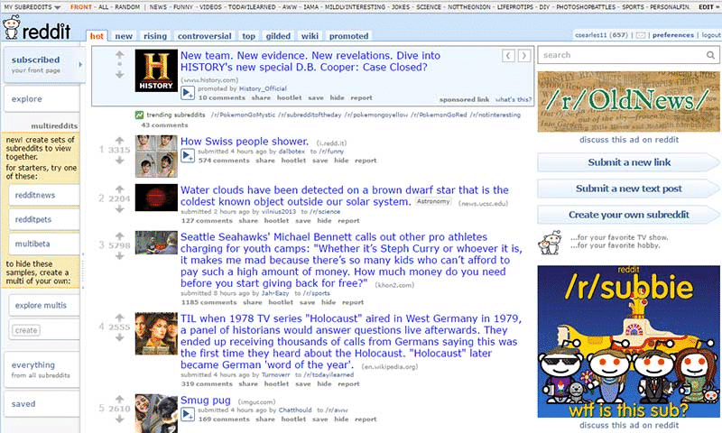 Reddit front page